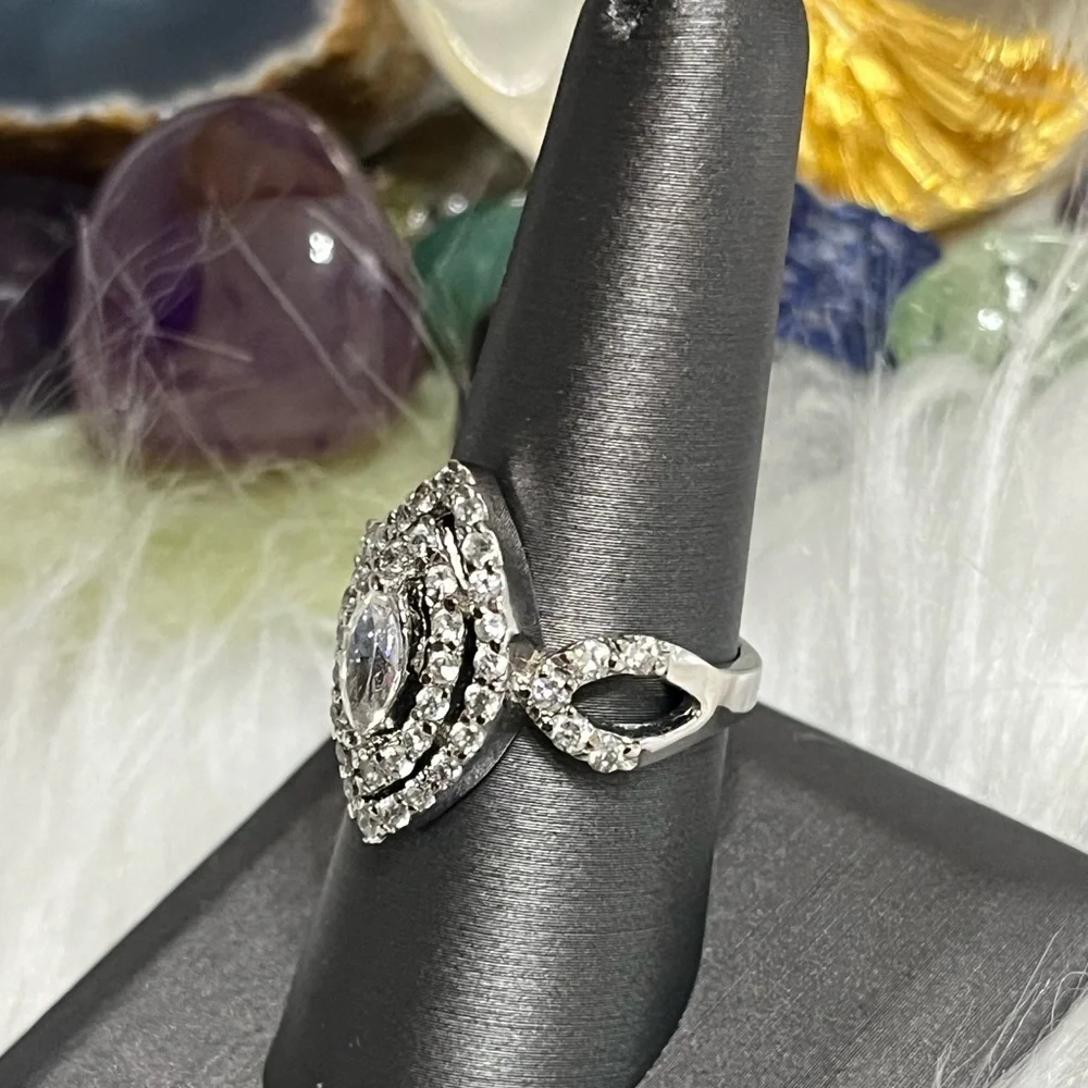 Sterling Marquise Sparkling WS Signed Ring